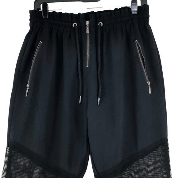 Mamo Womens Size 42 US 10 Pants Mesh Insert Jogger Front Zip Stretch Black - Picture 2 of 12